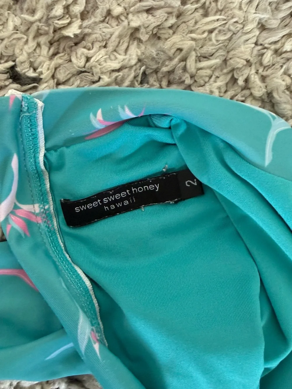 Girls Long-Sleeve One-Piece Swimsuit - Teal Floral